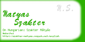 matyas szakter business card